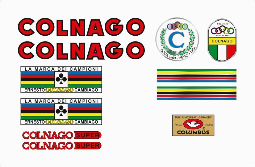 COLNAGO Super (1968 ) Frame Decal Set - Bike Decal Replace