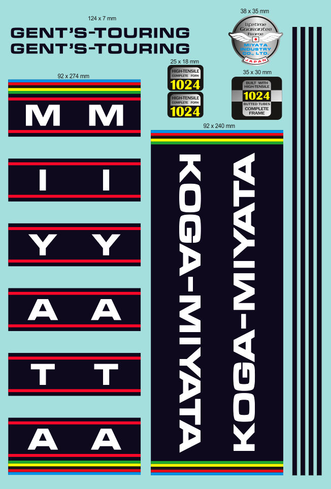 KOGA MIYATA Gents Touring (1977) Frame Decal Set