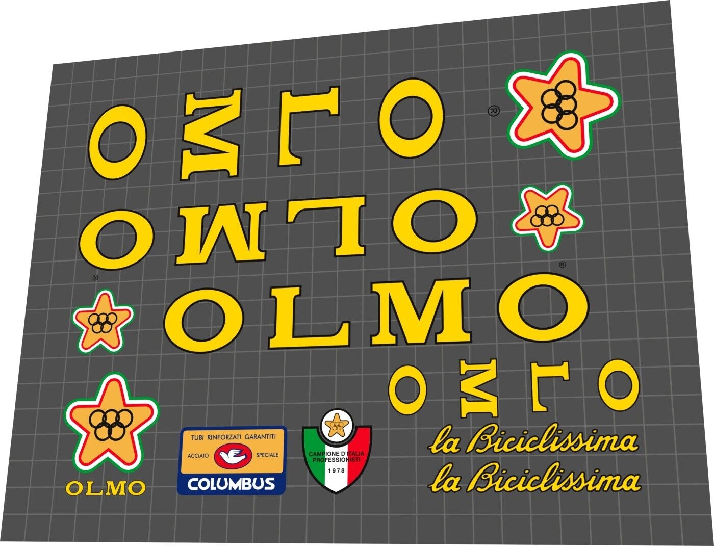 OLMO La Biciclissima (1978) Frame Decal Set - Bike Decal Replace