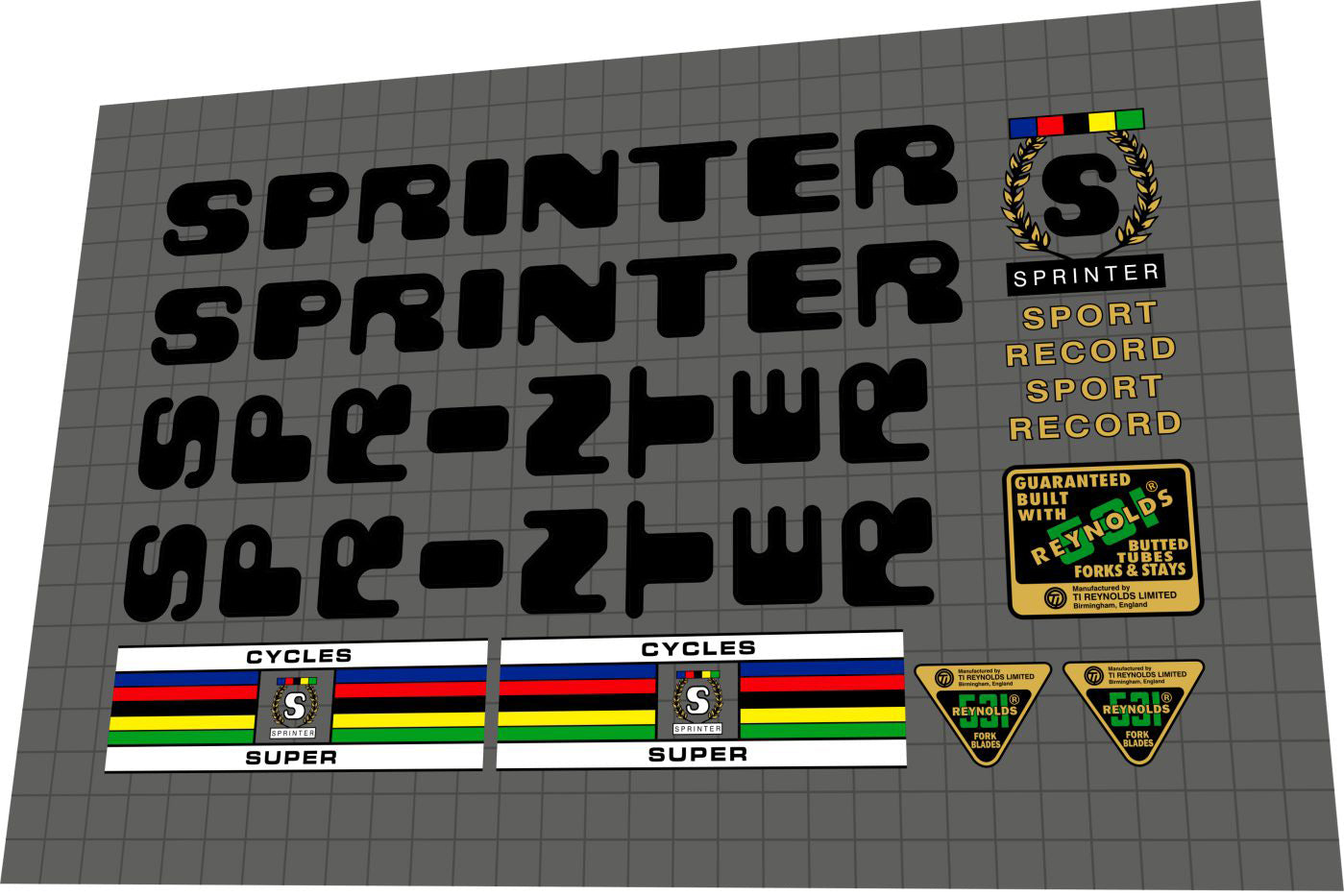 SPRINTER Sport Record (1978) Frame Decal Set