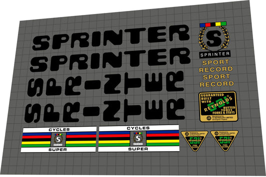 SPRINTER Sport Record (1978) Frame Decal Set - Bike Decal Replace