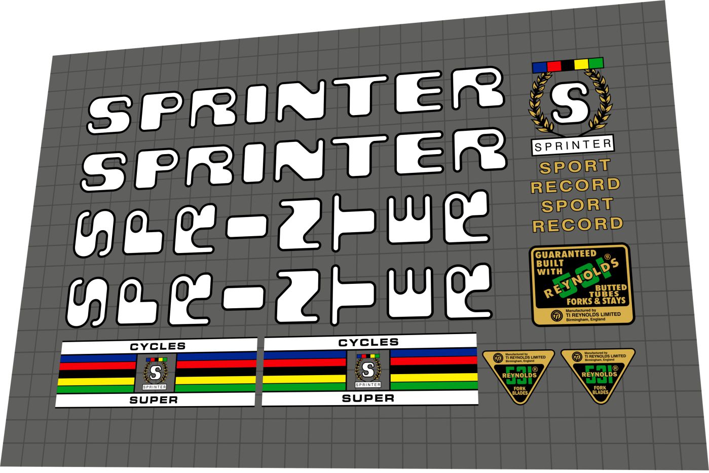 SPRINTER Sport Record (1978) Frame Decal Set