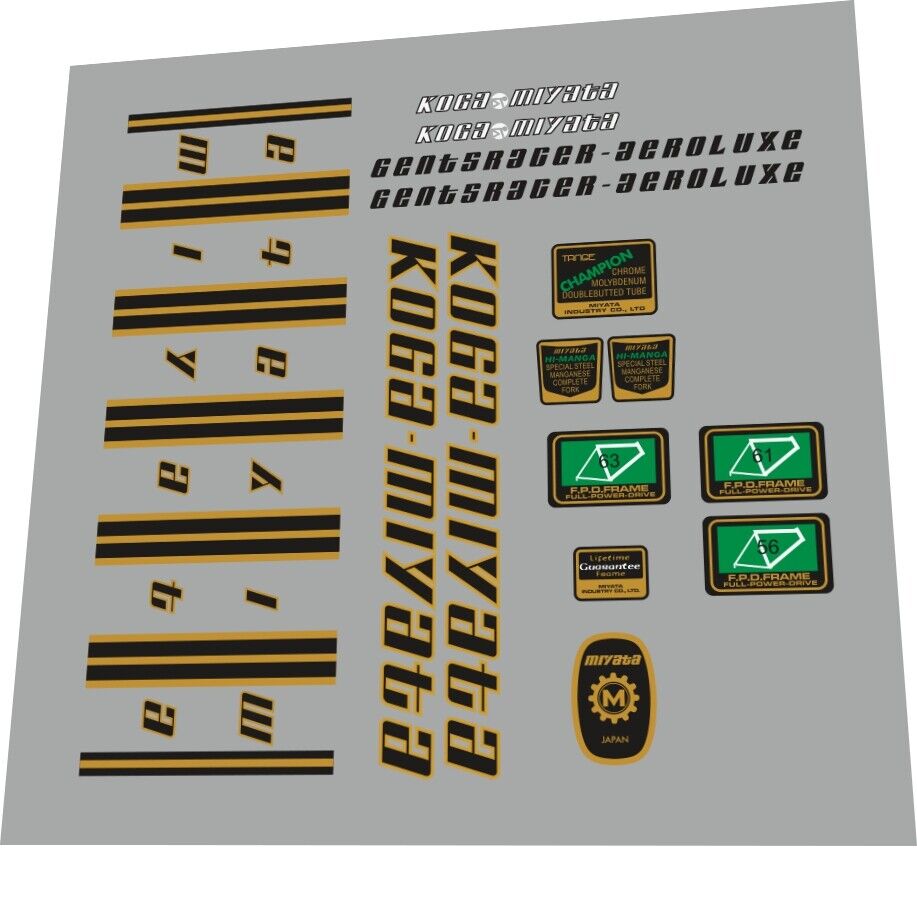 KOGA MIYATA Gents Racer Aeroluxe (1982) Frame Decal Set
