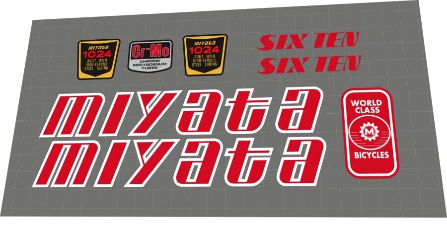 MIYATA Six Ten (1985) Frame Decal Set - Bike Decal Replace