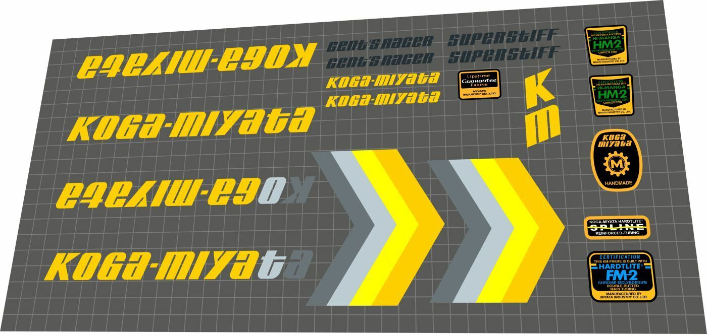 KOGA MIYATA Gents Racer (1987) Frame Decal Set - Bike Decal Replace
