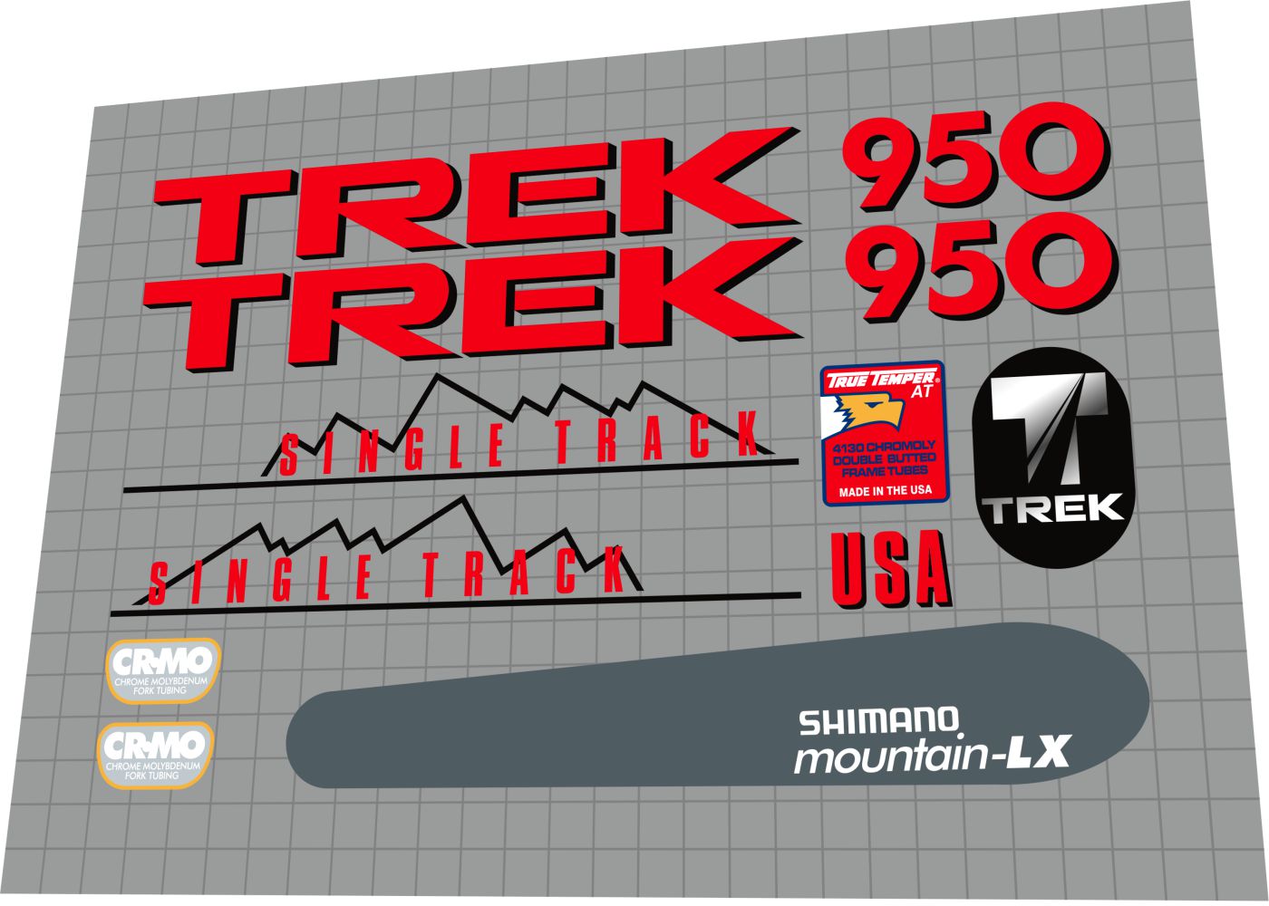 TREK 950 (1989) SingleTrack Frame Decal Set