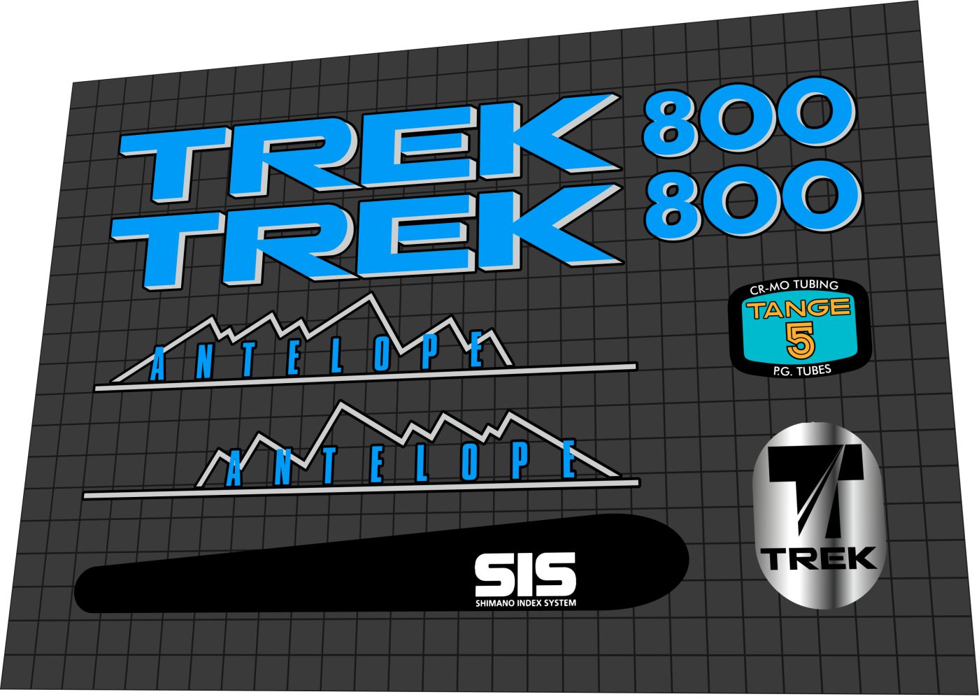 TREK 800 (1989) Antelope Frame Decal Set
