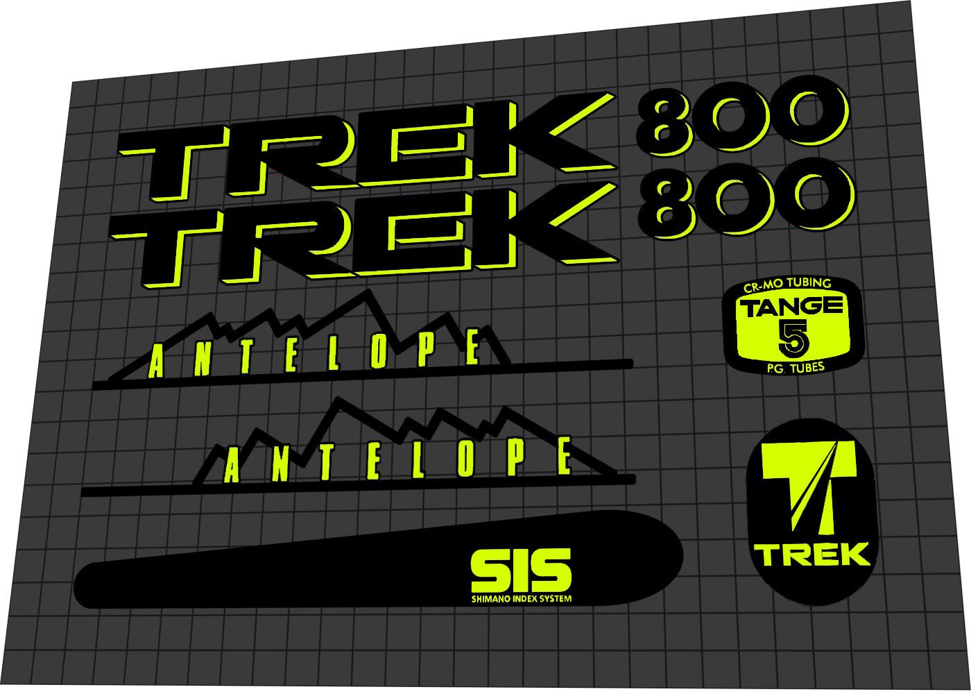 TREK 800 (1989) Antelope Frame Decal Set