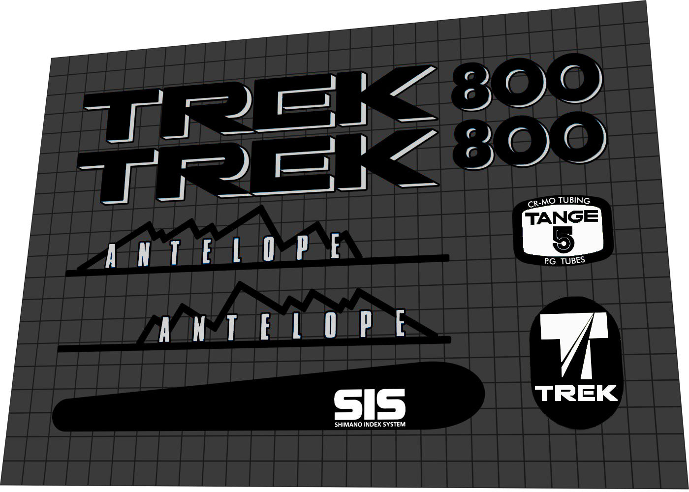 TREK 800 (1989) Antelope Frame Decal Set