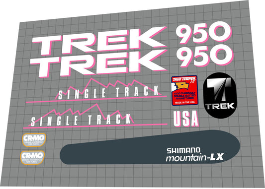 TREK 950 (1989) SingleTrack Frame Decal Set - Bike Decal Replace