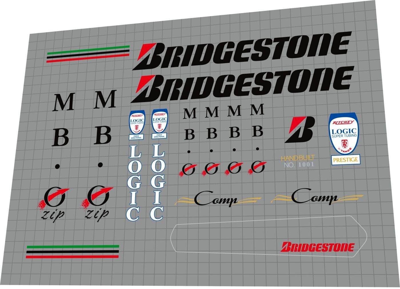 BRIDGESTONE MB-0 Zip (1990) Comp Frame Decal Set