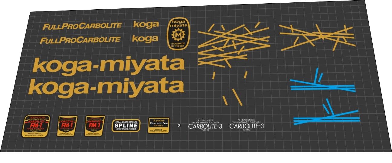 KOGA MIYATA Full Pro (1990) Carbolite Frame Decal Set - Bike Decal Replace