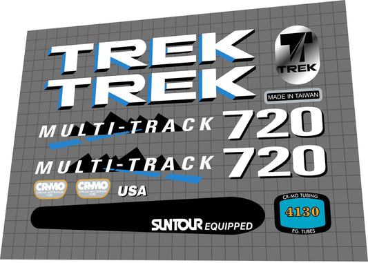 TREK 720 (1990) MultiTrack Frame Decal Set - Bike Decal Replace