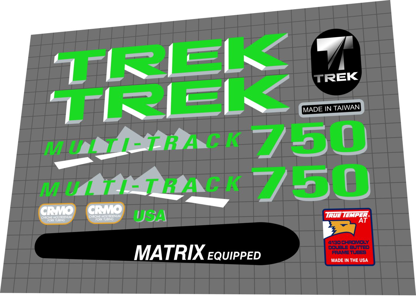 TREK 750 (1990) MultiTrack Frame Decal Set - Bike Decal Replace