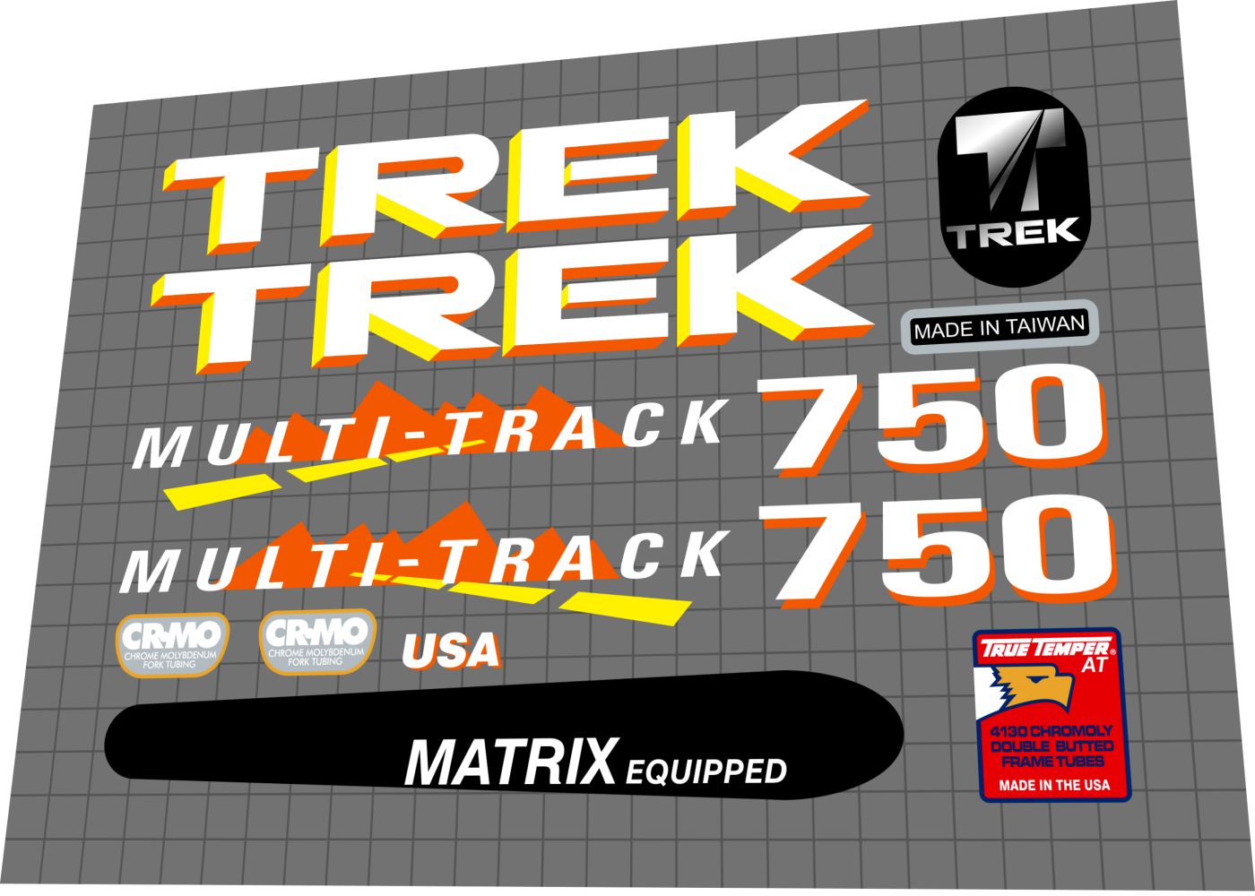 trek 750 bicycle TREK 750 Multitrack (1990) Frame Decal Set