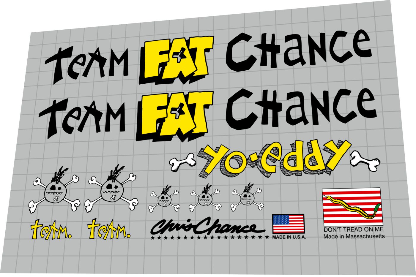 FAT CHANCE (1990) Yo Eddy Frame Decal Set