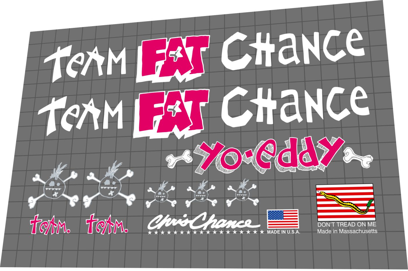 FAT CHANCE (1990) Yo Eddy Frame Decal Set