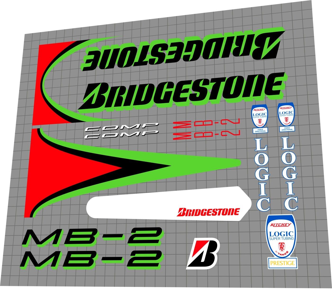 BRIDGESTONE MB-2 (1991) Comp Frame Decal Set