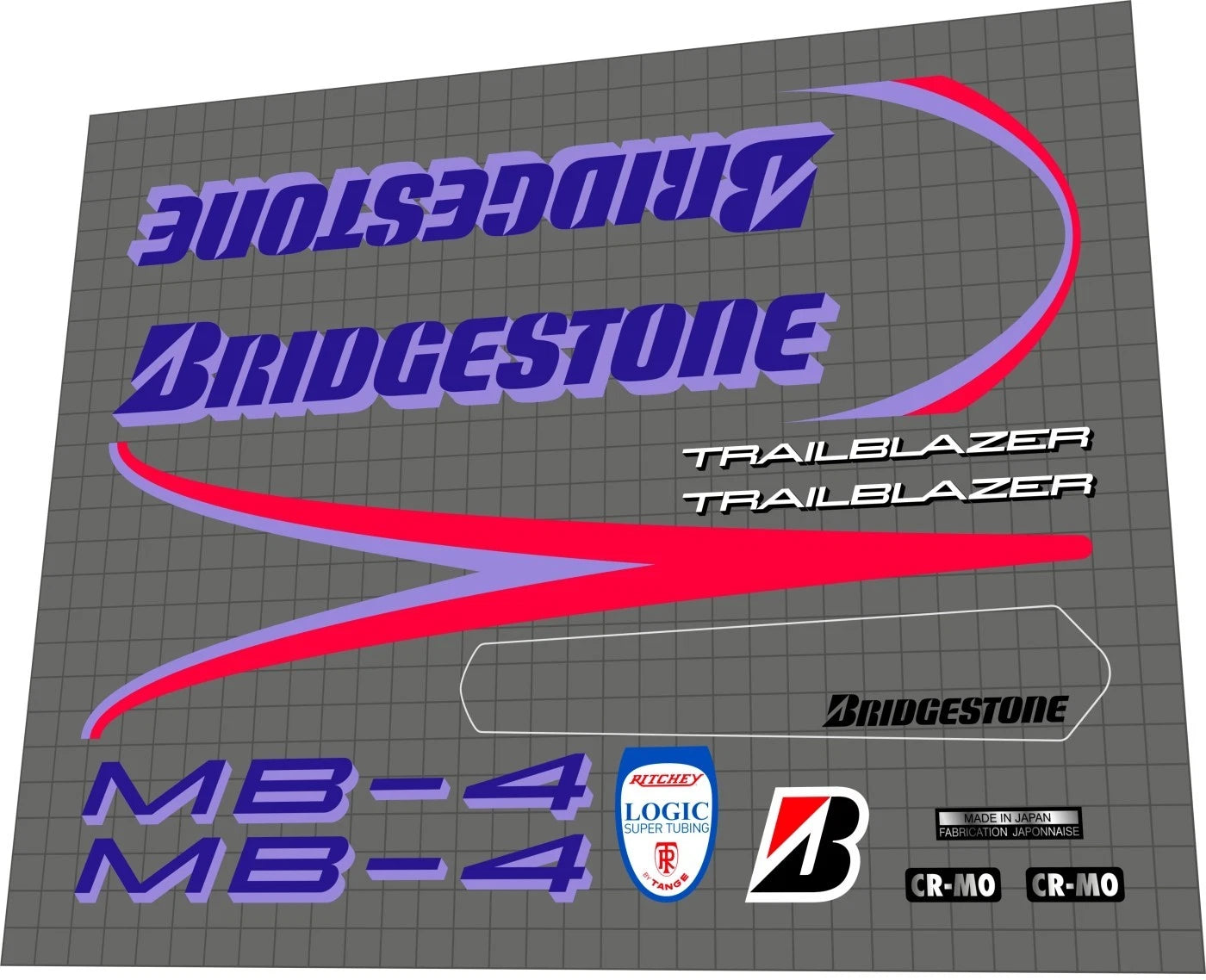 BRIDGESTONE MB-4 Trailblazer (1991) Frame Decal Set