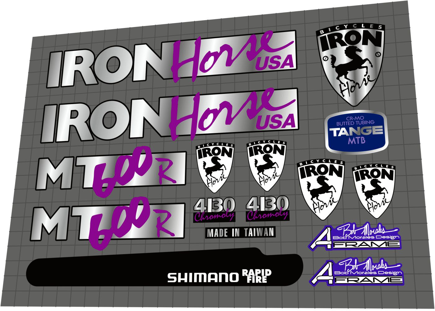 IRON HORSE MT 600 R (1991) Frame Decal Set