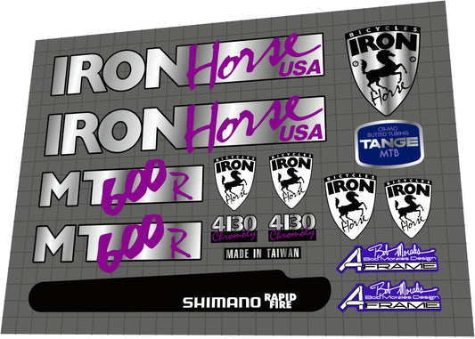 IRON HORSE MT 600 R (1991) Frame Decal Set - Bike Decal Replace