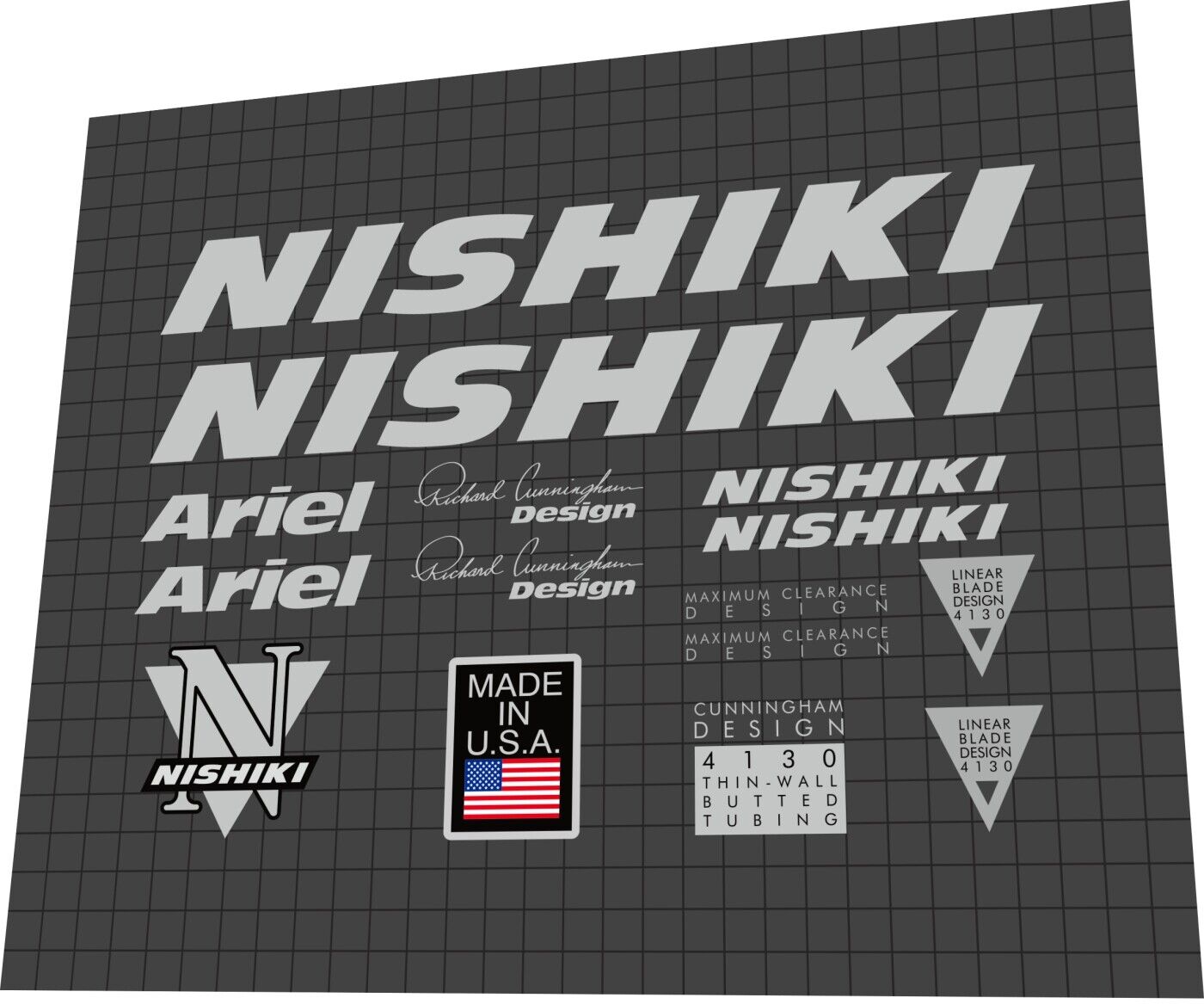 NISHIKI Ariel (1991) Frame Decal Set - Bike Decal Replace