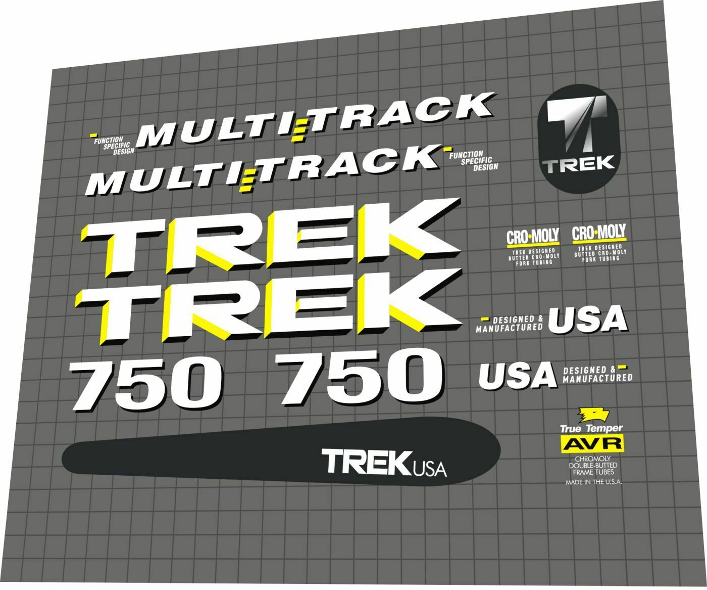 TREK 750 (1991) MultiTrack Frame Decal Set - Bike Decal Replace