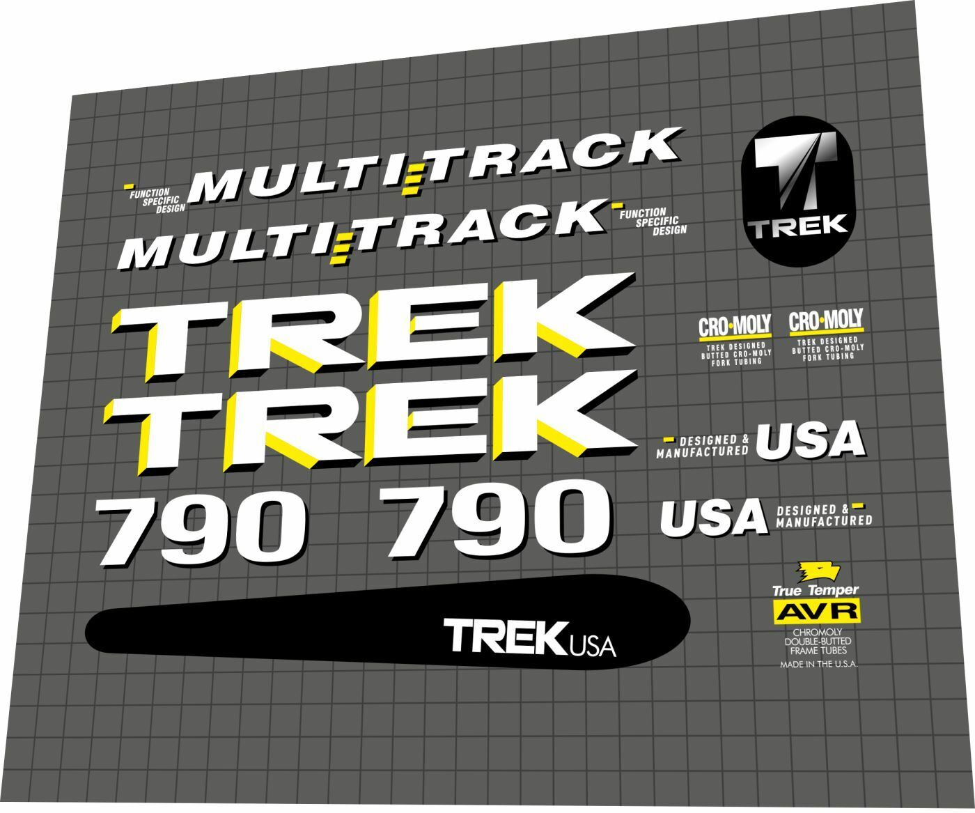 TREK 790 (1991) MultiTrack Frame Decal Set - Bike Decal Replace