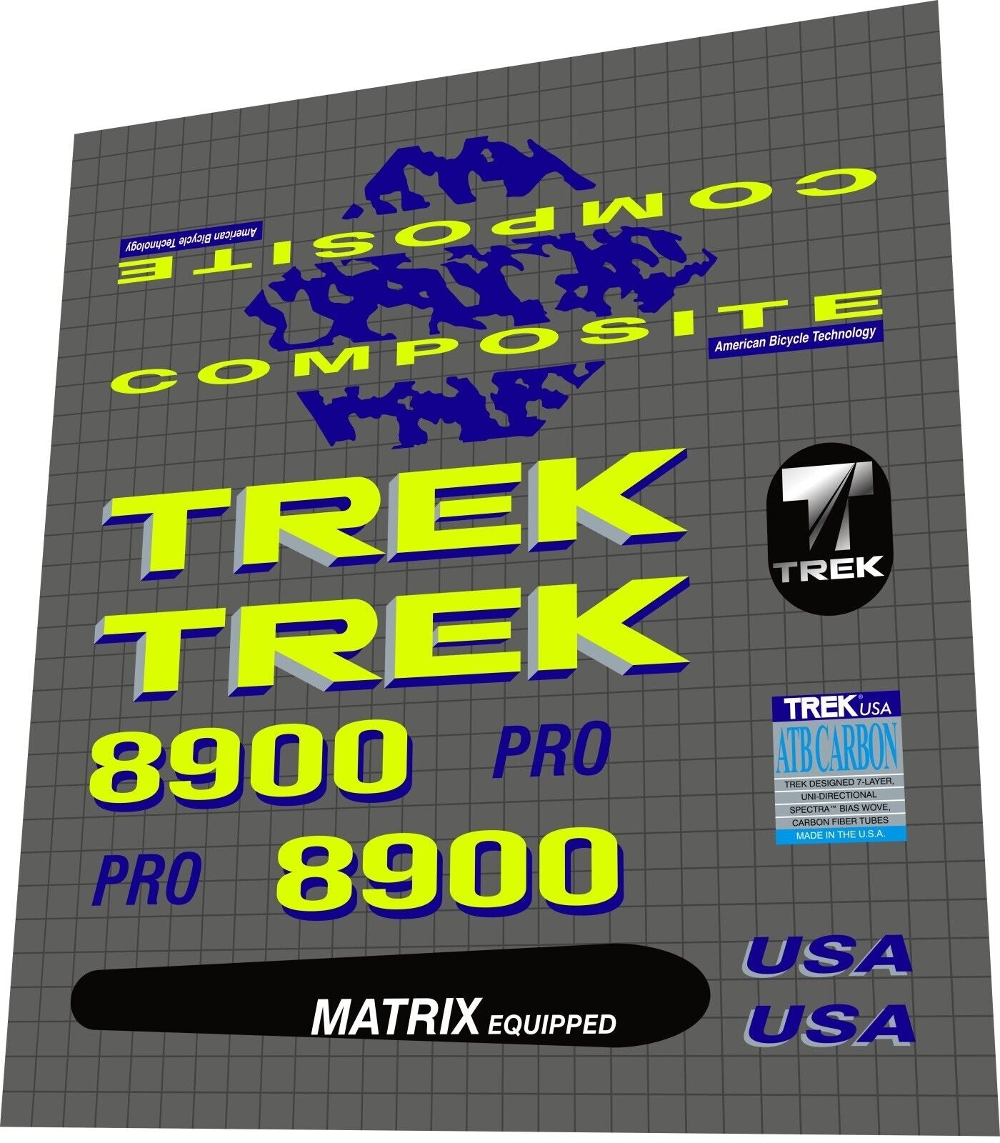 TREK 8900 Pro (1991) Composite Frame Decal Set - Bike Decal Replace