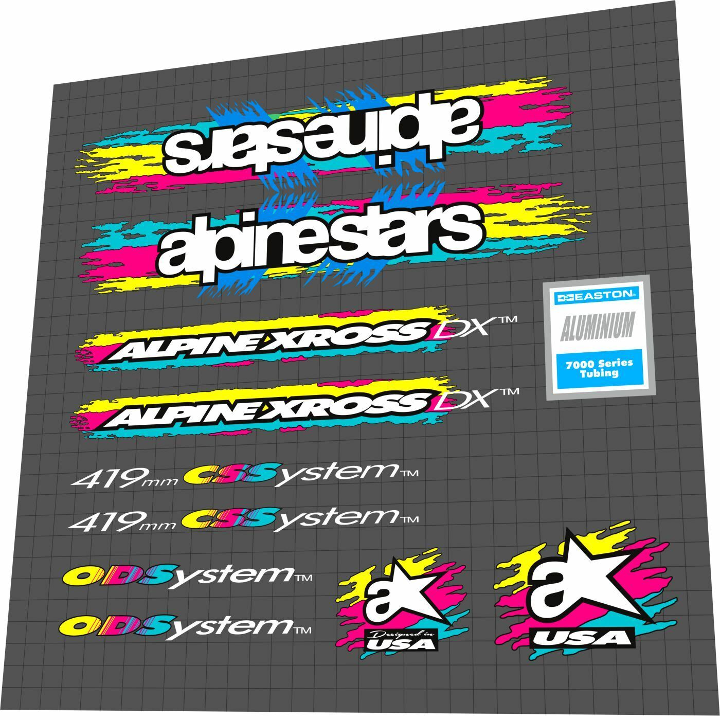 ALPINESTARS AlpineXross (1992) DX Frame Decal Set - Bike Decal Replace