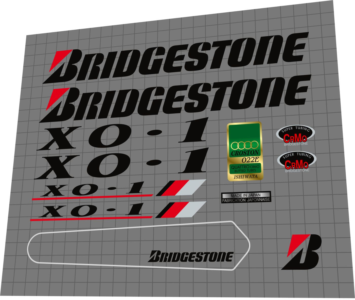 BRIDGESTONE XO-1 (1992) Frame Decal Set
