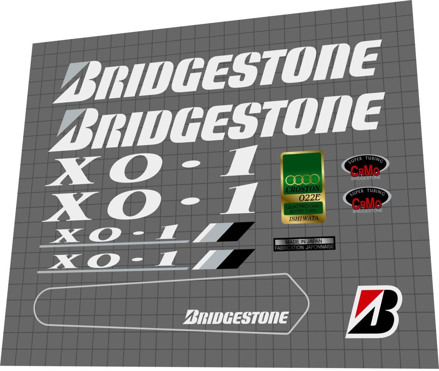 BRIDGESTONE XO-1 (1992) Frame Decal Set