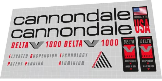 CANNONDALE Delta V1000 (1992) Frame Decal Set - Bike Decal Replace