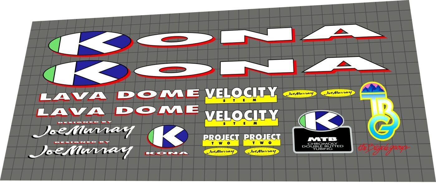 KONA Lava Dome (1992) Frame Decal Set - Bike Decal Replace