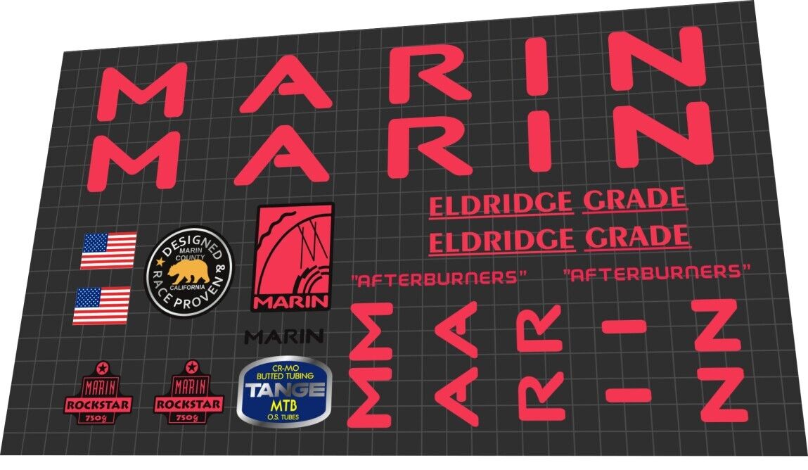 MARIN Eldridge Grade (1992) Frame Decal Set