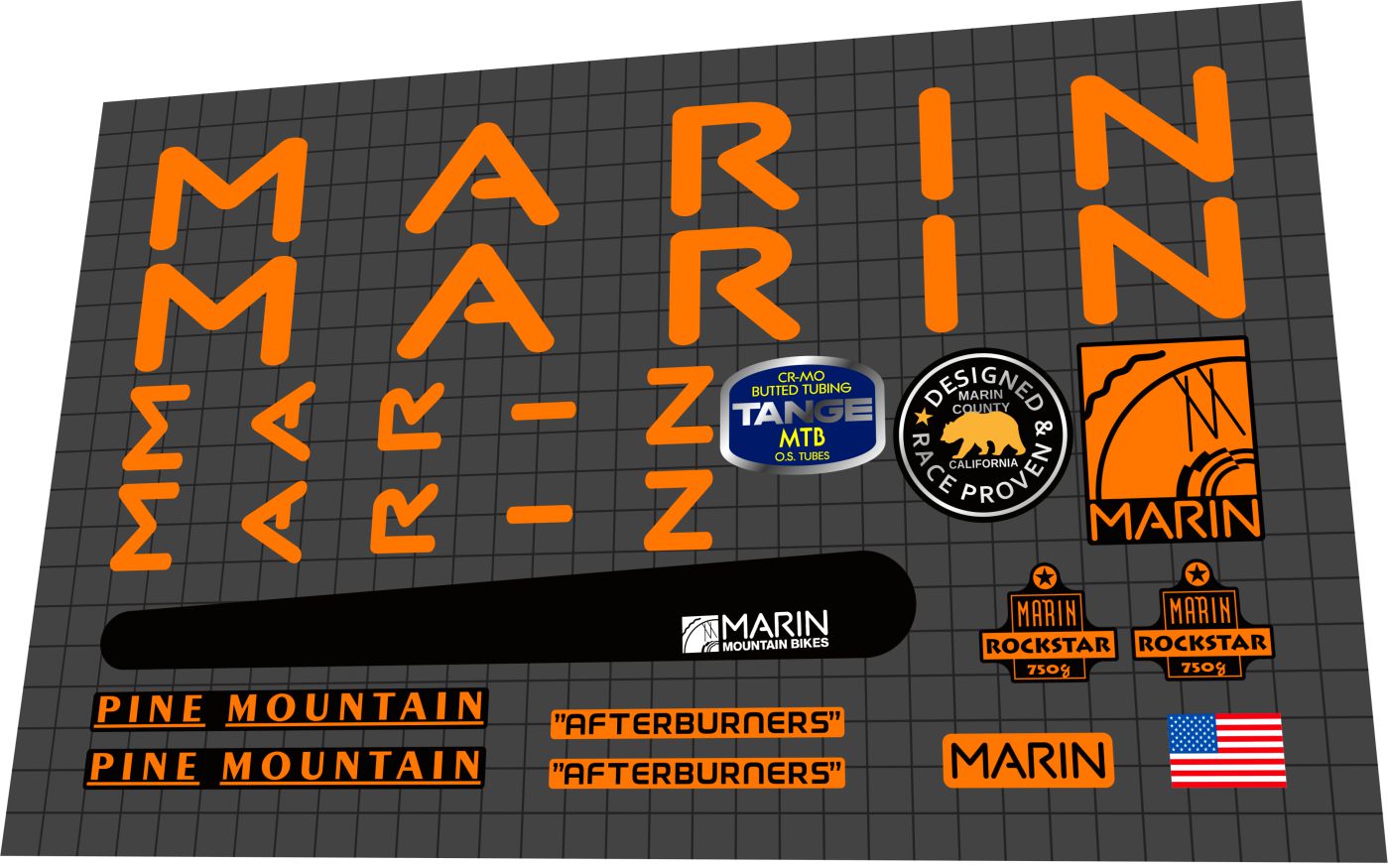 MARIN Pine Mountain (1992) Frame Decal Set