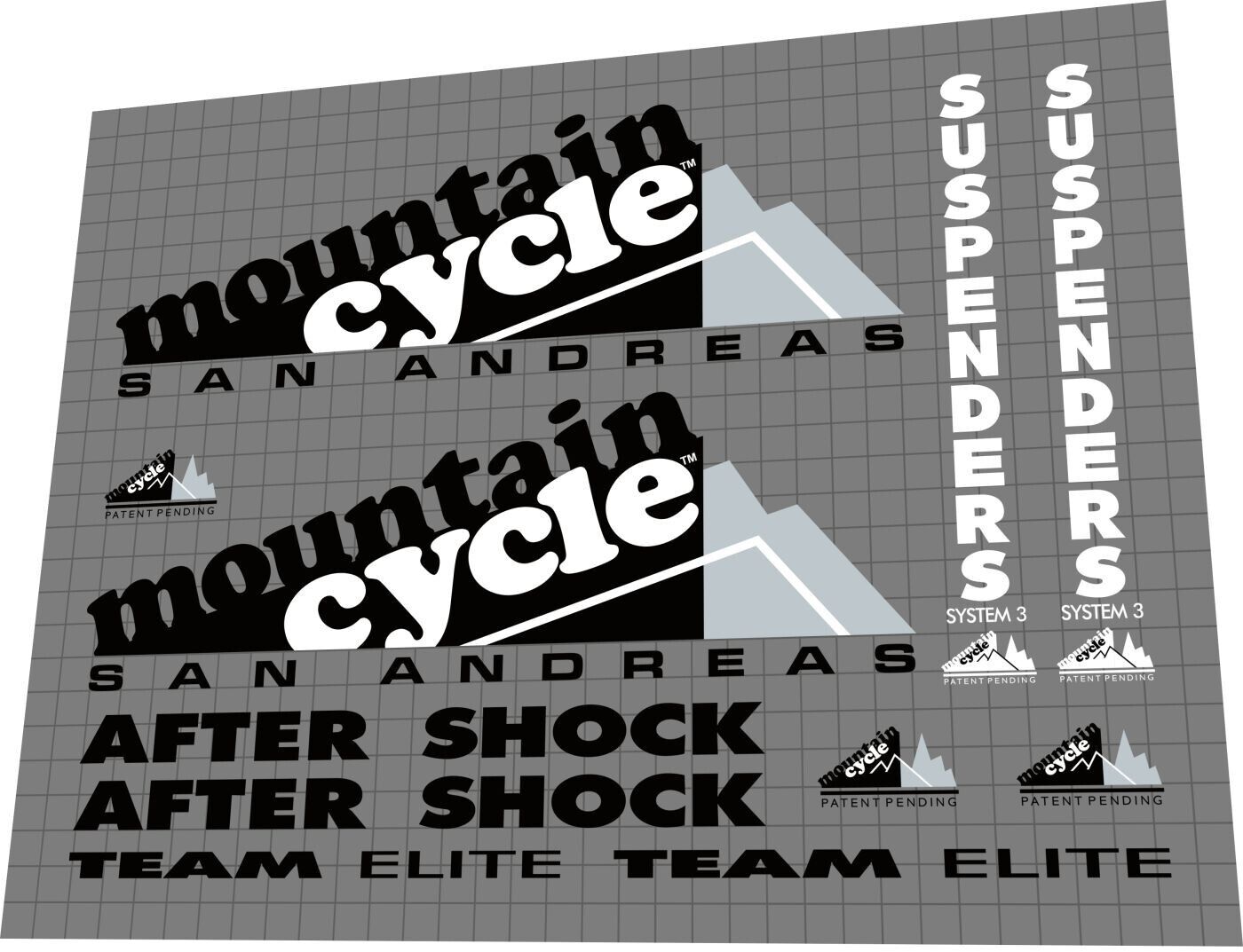 MOUNTAIN CYCLE San Andreas (1992) Team Elite Frame Decal Set - Bike Decal Replace