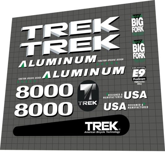 TREK 8000 Aluminum (1991-1992) Mountain Competition Frame Decal Set - Bike Decal Replace