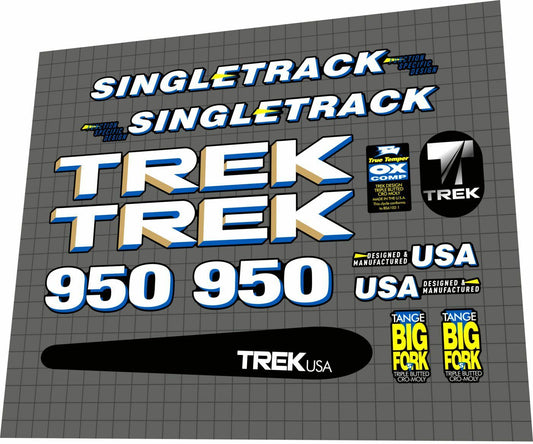 TREK 950 (1992) SingleTrack Frame Decal Set - Bike Decal Replace