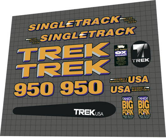 TREK 950 (1992) SingleTrack Frame Decal Set - Bike Decal Replace