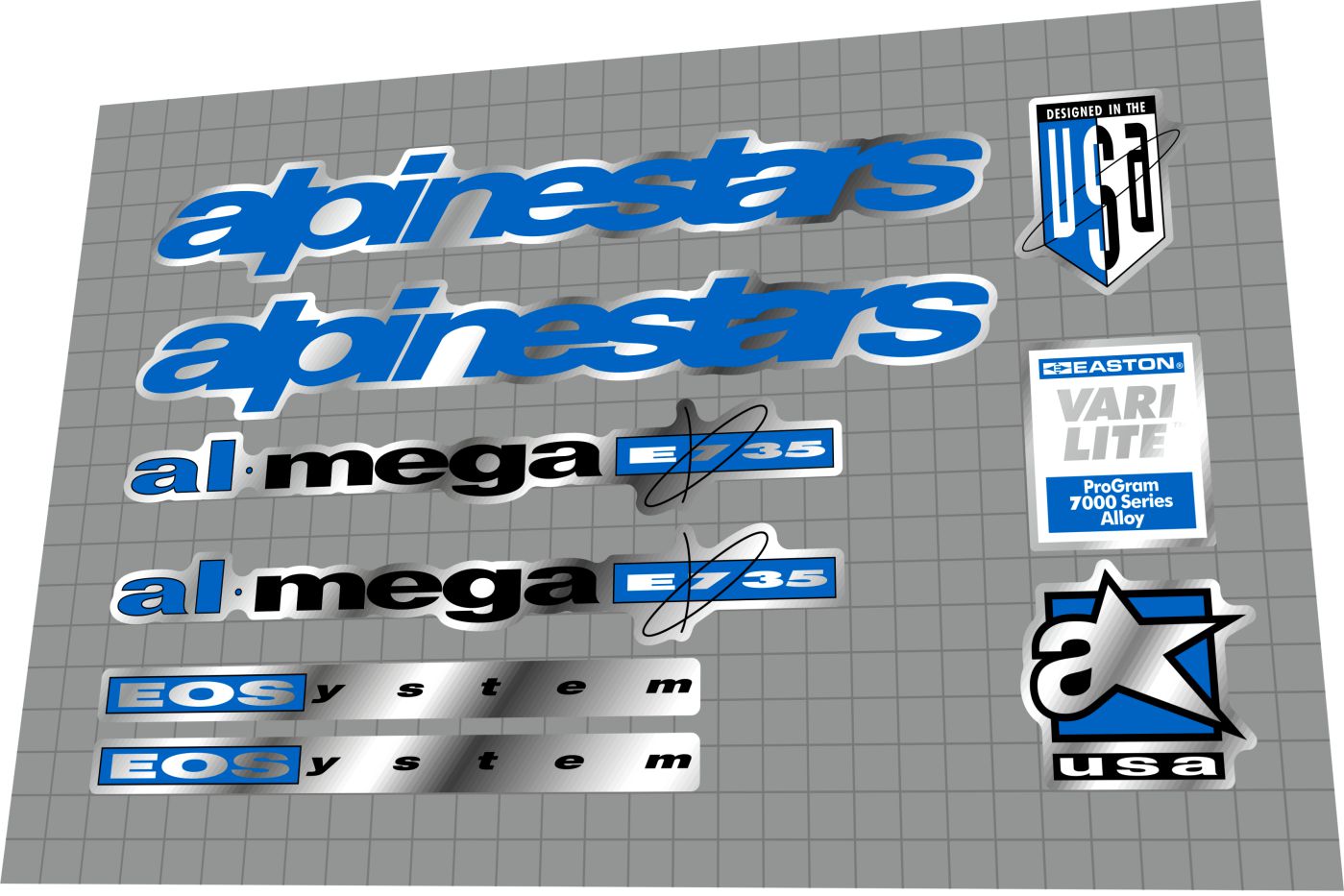 ALPINESTARS Al-Mega (1993) E735 Frame Decal Set - Bike Decal Replace