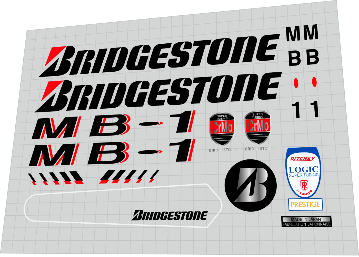 BRIDGESTONE MB-1 (1993) Frame Decal Set
