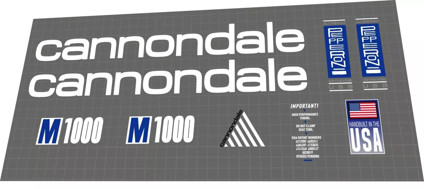 CANNONDALE M1000 (1993) Frame Decal Set