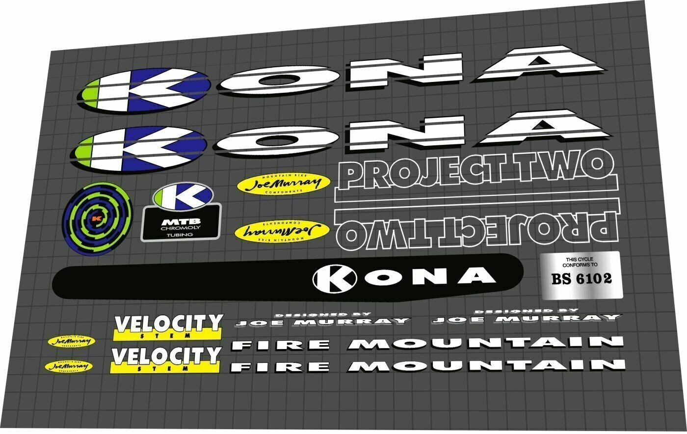 KONA Fire Mountain (1993) Frame Decal Set - Bike Decal Replace
