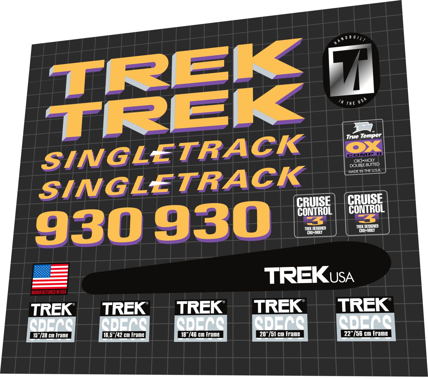 trek bicycle decals stickers TREK 930 (1993) SingleTrack Frame Decal Set