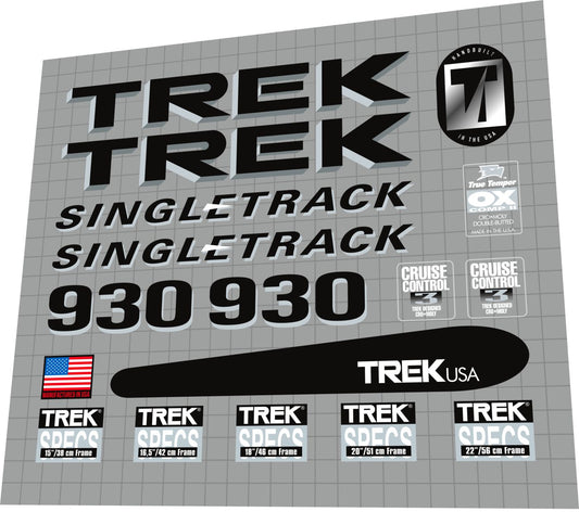 TREK 930 (1993) SingleTrack Frame Decal Set - Bike Decal Replace