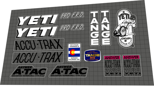 YETI Pro F.R.O (1993) Frame Decal Set - Bike Decal Replace