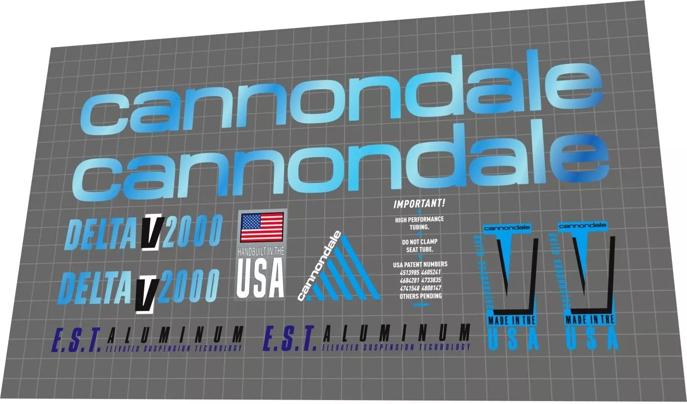 CANNONDALE Delta V2000 (1993) Frame Decal Set - Bike Decal Replace
