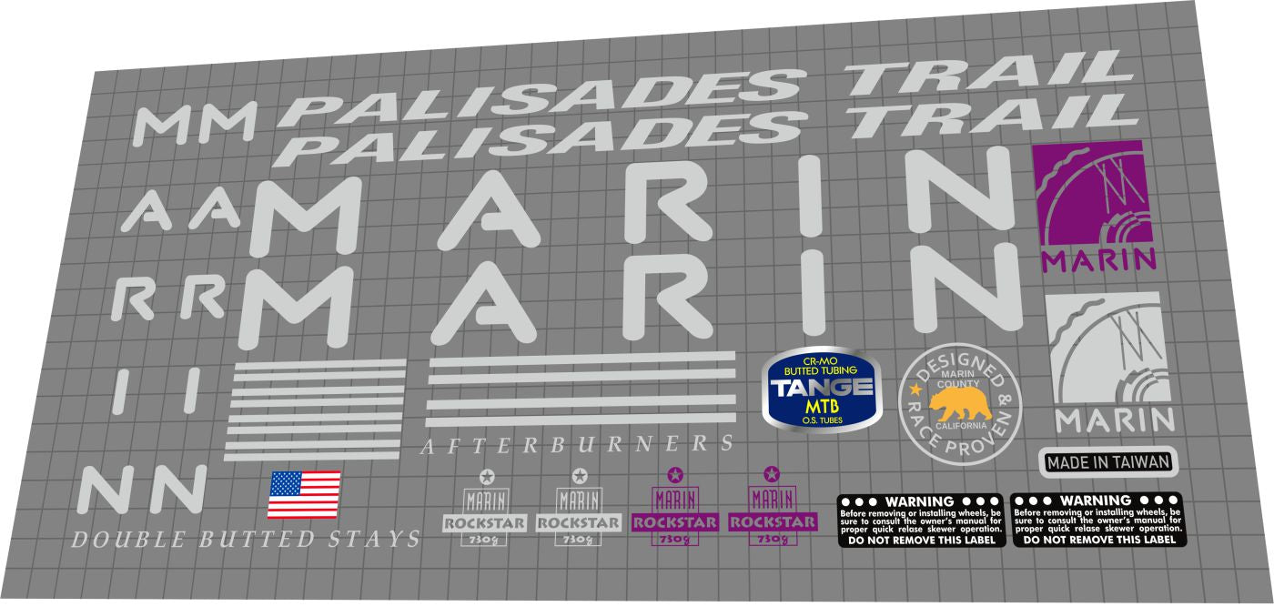 MARIN Palisades Trail (1993) Frame Decal Set