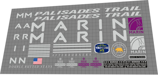 MARIN Palisades Trail (1993) Frame Decal Set - Bike Decal Replace
